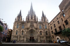 Kathedraal van het Heilige Kruis en de Heilige Eulalia in Barcelona Stock Foto Kathedraal van het Heilige Kruis en de Heilige Eulalia in Barcelona Stock Foto