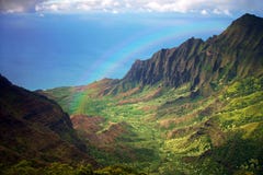 Kauai Coastline Fron an Aerial View With Rainbow Royalty Free Stock Photo Kauai Coastline Fron an Aerial View With Rainbow Royalty Free Stock Photo