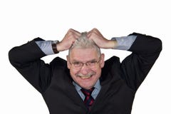 Kaukasische hogere manager die uit freaking stock afbeeldingen Kaukasische hogere manager die uit freaking stock afbeeldingen