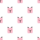 Kawaii Squares Cats Seamless pattern. Vector Hand Draw Background with the faces of Cats vector illustration Kawaii Squares Cats Seamless pattern. Vector Hand Draw Background with the faces of Cats vector illustration