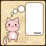 Kawaiikaart met leuke kat op de grungeachtergrond stock illustratie Kawaiikaart met leuke kat op de grungeachtergrond stock illustratie