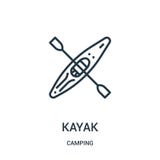 kayak icon vector from camping collection. Thin line kayak outline icon vector illustration. Linear symbol vector illustration kayak icon vector from camping collection. Thin line kayak outline icon vector illustration. Linear symbol vector illustration