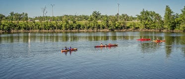 Kayaking On Des Milles River Royalty Free Stock Photos
