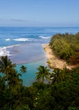 Ke'e beach on Kauai from trail stock image Ke'e beach on Kauai from trail stock image