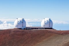 Keck I and Keck II telescopes on Mauna Kea, Hawaii Royalty Free Stock Images Keck I and Keck II telescopes on Mauna Kea, Hawaii Royalty Free Stock Images