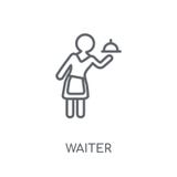 Kelners lineair pictogram Modern het embleemconcept van de overzichtskelner op wit royalty-vrije illustratie Kelners lineair pictogram Modern het embleemconcept van de overzichtskelner op wit royalty-vrije illustratie