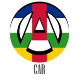 Kennzeichnen Sie die Republik Zentralafrika der Welt in Form eines Zeichens der Anarchie lizenzfreie abbildung Kennzeichnen Sie die Republik Zentralafrika der Welt in Form eines Zeichens der Anarchie lizenzfreie abbildung