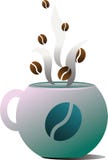 Keramisk gräsplan rånar med kaffe Stylization av avdunstning av drinken i form av kaffebönor stock illustrationer Keramisk gräsplan rånar med kaffe Stylization av avdunstning av drinken i form av kaffebönor stock illustrationer