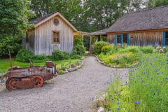 Front entrance pathway and gardens at The Grist Mill and Gardens Keremeos stock images Front entrance pathway and gardens at The Grist Mill and Gardens Keremeos stock images