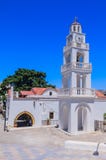 Kerk met een klokketoren Kato Monastery Tsambika rhodos stock foto's Kerk met een klokketoren Kato Monastery Tsambika rhodos stock foto's