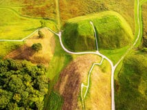 Kernave, историческая столица Литвы, плоского положения, взгляд сверху Стоковое Изображение Kernave, историческая столица Литвы, плоского положения, взгляд сверху Стоковое Изображение