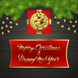 Kerstboom, giftdoos, boog, slinger, etiket Royalty-vrije Stock Afbeelding Kerstboom, giftdoos, boog, slinger, etiket Royalty-vrije Stock Afbeelding