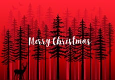 Kerstkaart met de winterbos, vector vector illustratie Kerstkaart met de winterbos, vector vector illustratie