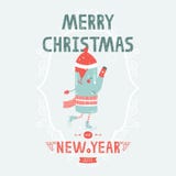 Kerstmis vectorkaart met het leuke makers schaatsen royalty-vrije illustratie Kerstmis vectorkaart met het leuke makers schaatsen royalty-vrije illustratie