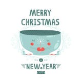 Kerstmis vectorkaart met leuke mok, toverstokje royalty-vrije illustratie Kerstmis vectorkaart met leuke mok, toverstokje royalty-vrije illustratie