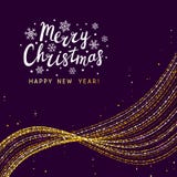 Kerstmisachtergrond met gouden glanzende golf vector illustratie Kerstmisachtergrond met gouden glanzende golf vector illustratie