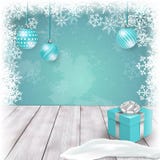 Kerstmismalplaatje met ornamenten en giftvakje op lijst Vector stock illustratie Kerstmismalplaatje met ornamenten en giftvakje op lijst Vector stock illustratie