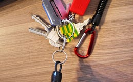 Keychain with various tools for men. stock photography Keychain with various tools for men. stock photography