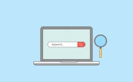 Keyword research analysis with laptop and magnifying zoom tools with line or outline style stock illustration Keyword research analysis with laptop and magnifying zoom tools with line or outline style stock illustration