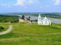 Khotyn Fortress and church of Alexander Nevsky stock photo Khotyn Fortress and church of Alexander Nevsky stock photo