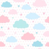 Kids Background With Clouds And Stars Royalty Free Stock Image