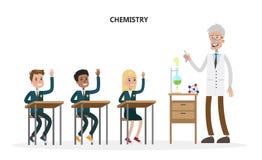 Kids at chemistry class. royalty free illustration Kids at chemistry class. royalty free illustration