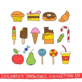 Kids hand drawing tasty food vector illustration Kids hand drawing tasty food vector illustration