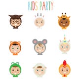 Kids Party Outfit. Children in Animal Carnival Costumes vector illustration Kids Party Outfit. Children in Animal Carnival Costumes vector illustration