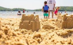 Kids play on beach with sand stock photography Kids play on beach with sand stock photography