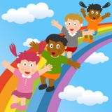 Kids Sliding on the Rainbow