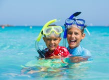 Kids snorkeling royalty free stock photography Kids snorkeling royalty free stock photography
