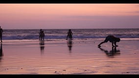 Kids vacation at the Beach, Bali - Indonesia. stock video Kids vacation at the Beach, Bali - Indonesia. stock video