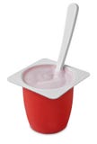 Kids Yogurt Pot With Spoon Stock Photos