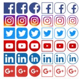 Collection of different popular social media icons