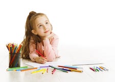 Kindererziehungs-Konzept, Kindermädchen-Zeichnung und träumen Schule Stockbilder Kindererziehungs-Konzept, Kindermädchen-Zeichnung und träumen Schule Stockbilder