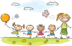 Kindergarten Stock Vector Illustration Of Happy Little