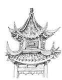 Kinesiskt dra för tempel stock illustrationer Kinesiskt dra för tempel stock illustrationer