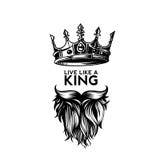 King crown, moustache and beard logo vector illustration