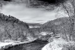 Flowing Kinnickinnic River Black and White in Winter Royalty Free Stock Image Flowing Kinnickinnic River Black and White in Winter Royalty Free Stock Image