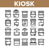 Kiosk, Marktkramentypes Lineaire Vector Geplaatste Pictogrammen vector illustratie Kiosk, Marktkramentypes Lineaire Vector Geplaatste Pictogrammen vector illustratie