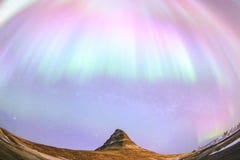 Kirkjufell And Aurora In Iceland. Stock Photo
