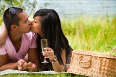 Kissing Near The Lake Royalty Free Stock Photos