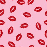 Kissing red lips seamless pattern rose bg vector illustration Kissing red lips seamless pattern rose bg vector illustration