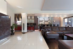 Huge New Kitchen And Dining Room Stock Photo - Image: 9571316