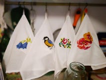 The embroidered kitchen towels royalty free stock image The embroidered kitchen towels royalty free stock image