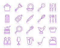 Kitchenware simple color line icons vector set stock illustration Kitchenware simple color line icons vector set stock illustration