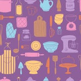Kitchenware еды утварей кухни варя предпосылку картины установленной отечественной иллюстрации вектора tableware безшовную иллюстрация штока Kitchenware еды утварей кухни варя предпосылку картины установленной отечественной иллюстрации вектора tableware безшовную иллюстрация штока