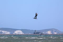 Kitesurfer dans le port de Portland Photographie stock Kitesurfer dans le port de Portland Photographie stock
