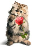 Kitty gives rose royalty free illustration Kitty gives rose royalty free illustration