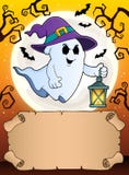 Klein perkament en spook met lantaarn stock illustratie Klein perkament en spook met lantaarn stock illustratie